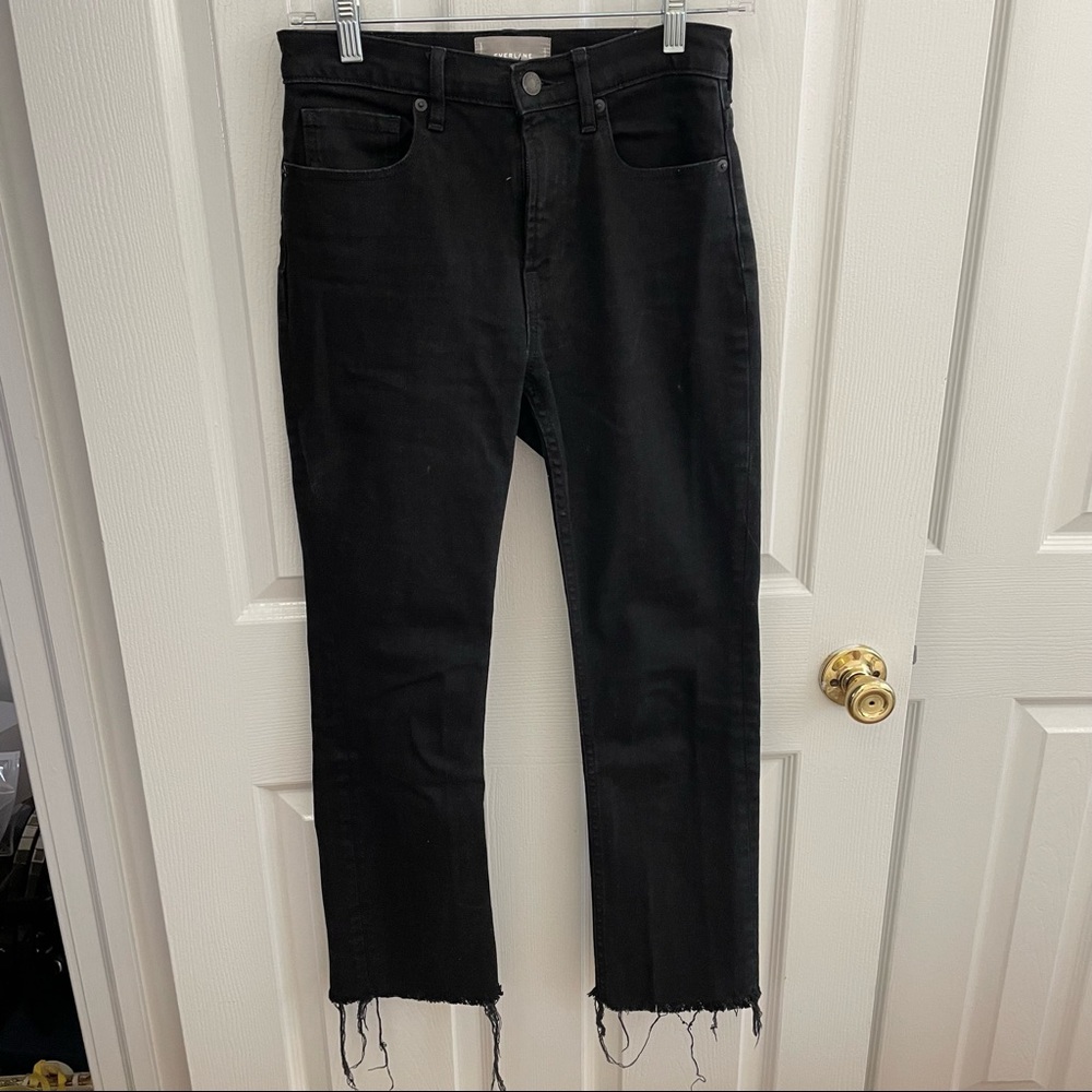 Everlane High Rise Kick Crop Jean in Washed Black